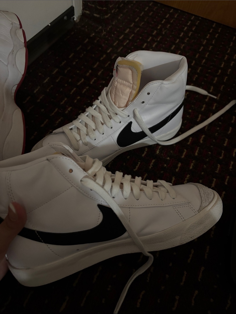 Nike Blazers- Brand new/ White High-Top Sneakers with Black Swoosh